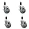 Service Caster 4'' Gray Poly Swivel 1-3/8'' Expanding Stem Caster Set with Brake, 4PK SCC-EX20S414-PPUB-TLB-138-4 - alternate 1
